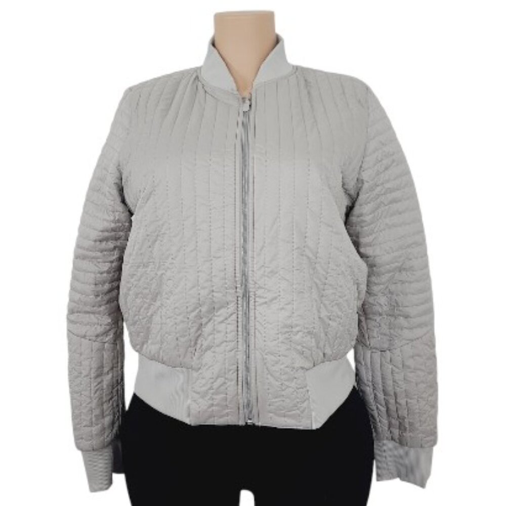 Lululemon Women's Raw Gray Non Stop Slim Full Zip Bomber Jacket Size 10